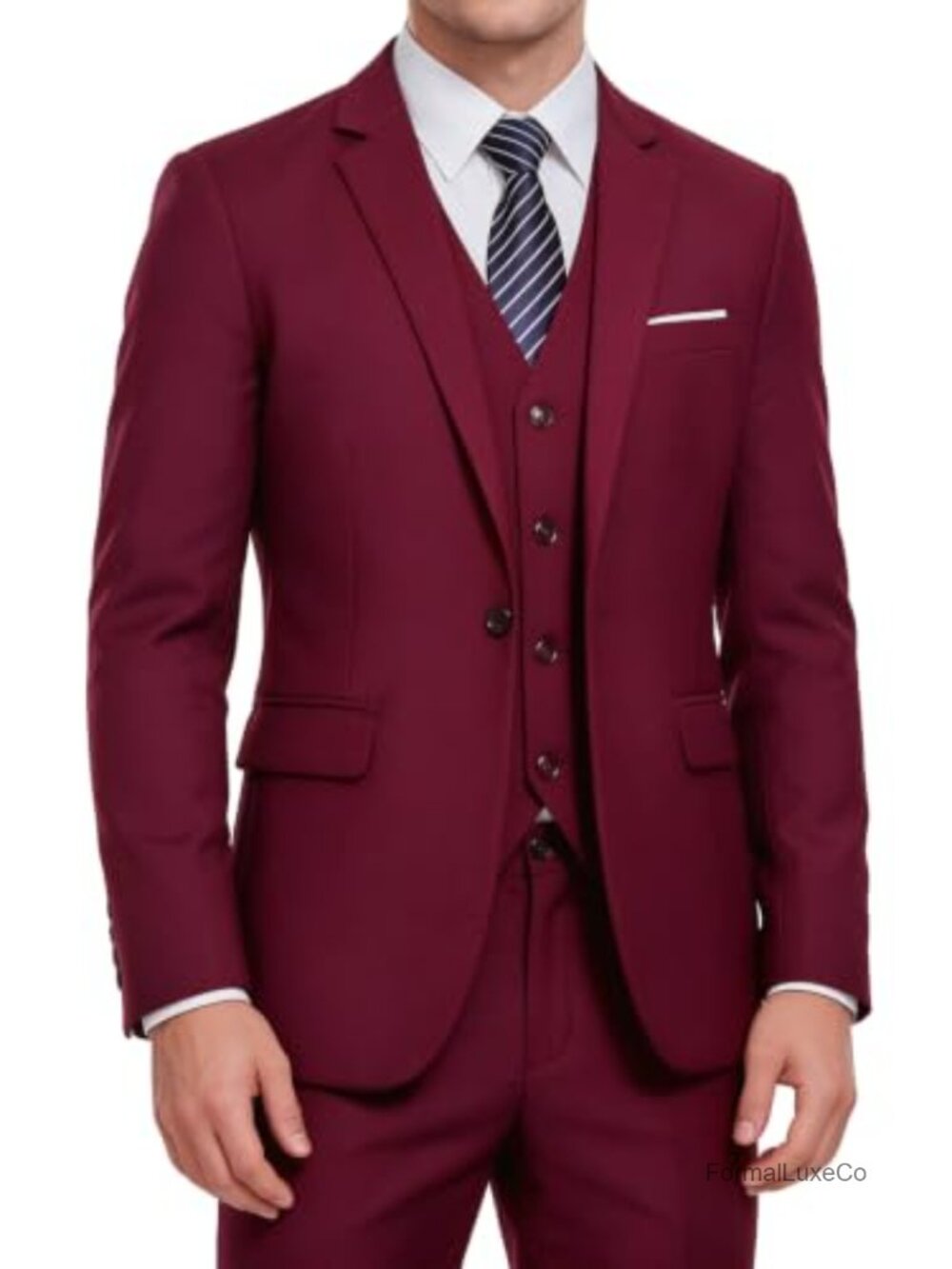 3 Piece Tuxedo Suit Set Blazer Jacket Vest Pants Regular Fit Formal Wedding Prom